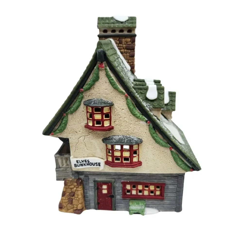 Dept 56 North Pole Series Elfin Bunkhouse Porcelain Village Vintage 90 #5601-4